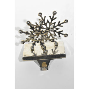 Two snowflake stocking holder, silver, some minor scuffs, photos for condition